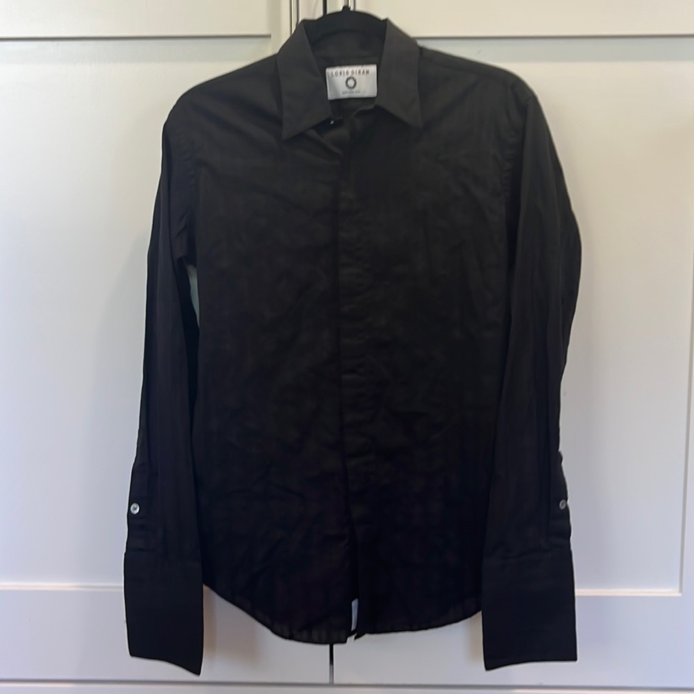 LORIS DIRAN NYC Black Tailored Dress Shirt Hidden Buttons (needs cuff links)